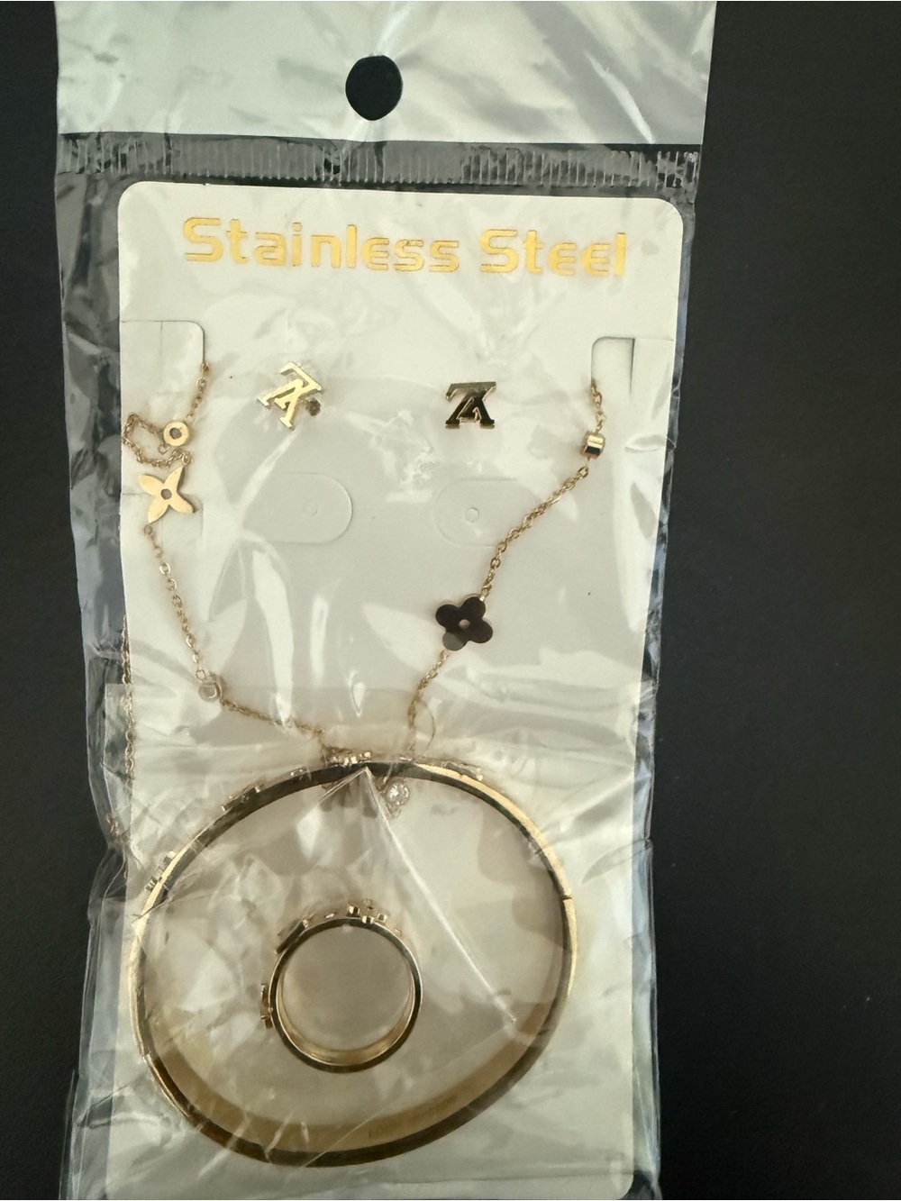 Women's Gold-Tone Jewelry Set - Necklace, Bangle & Ring
